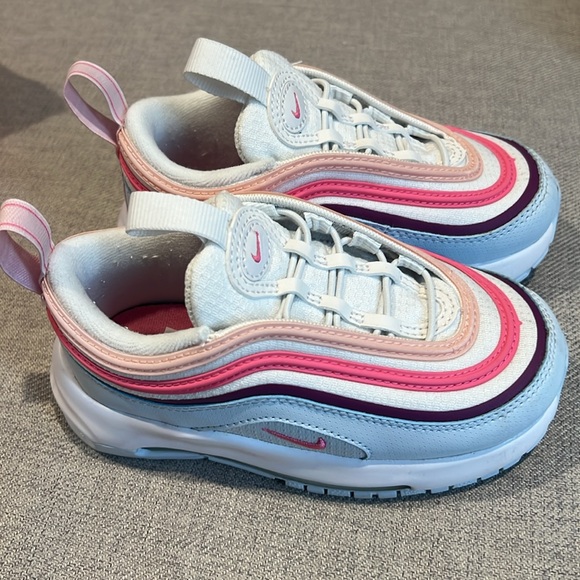 Nike air max 97 toddler size 9C. White, light blue and pink. Used. - Picture 2 of 5